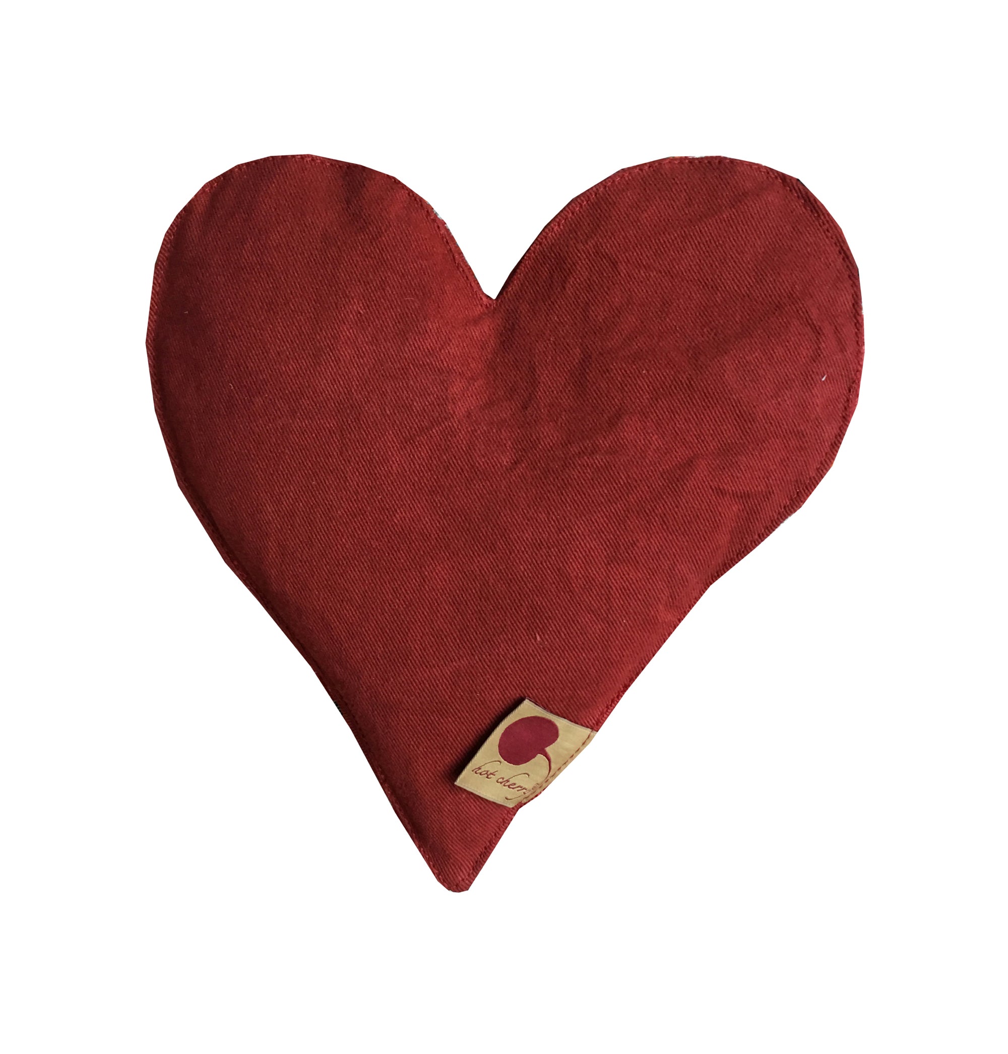 Heart-Shaped Hot Cherry Pillow in Red Denim-0