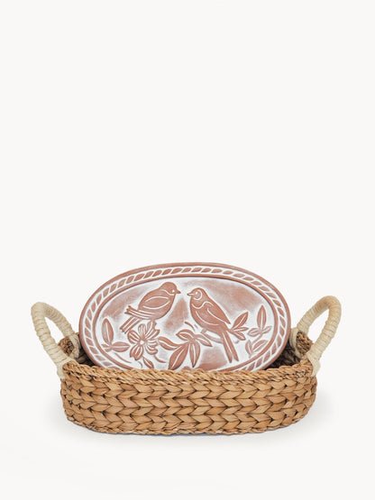 Bread Warmer & Basket - Lovebirds Oval-0