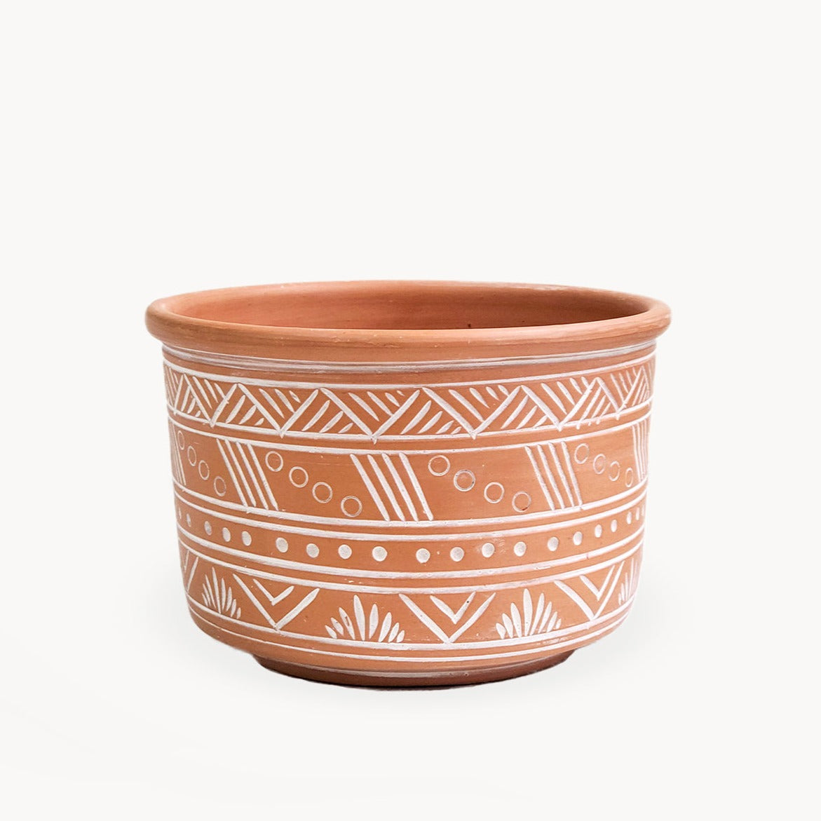 Hand Etched Terracotta Pot - Large-0