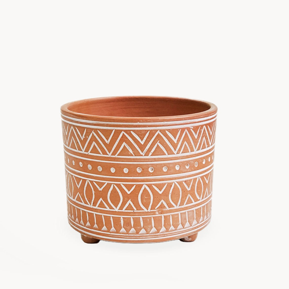 Hand Etched Terracotta Pot - Small-0