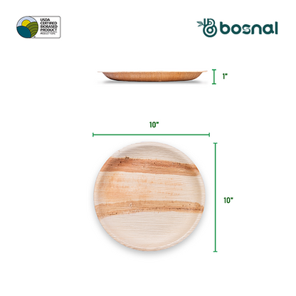 Bosnal - Palm Leaf Biodegradable Plates, 10 inch, Round, 25 Pcs-1