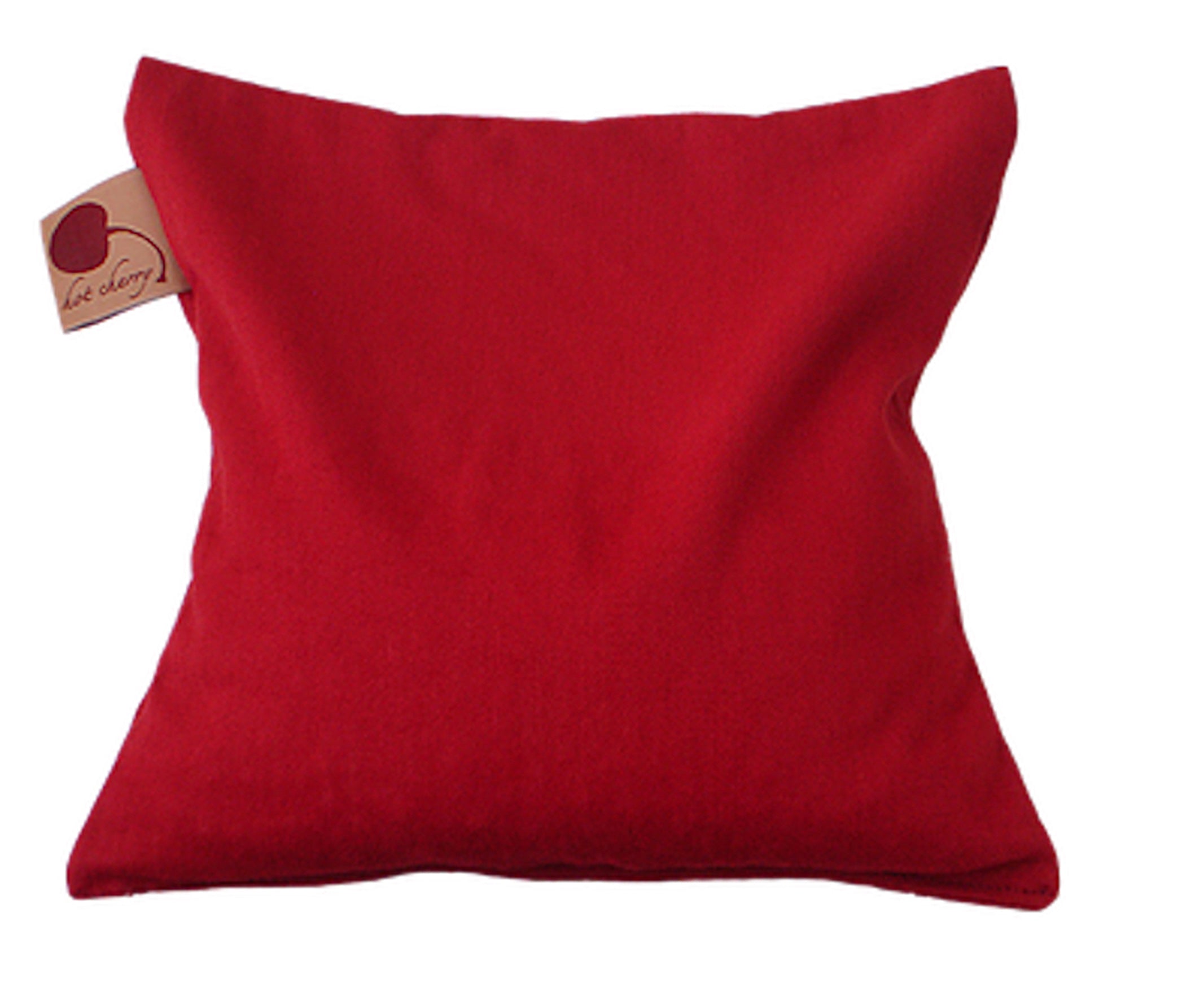 Hot Cherry Square Pillow in Red Denim-4
