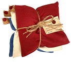 Summer Stack ––3 Square Denim Pillows –– Red, Blue & Natural-0