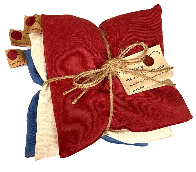 Summer Stack ––3 Square Denim Pillows –– Red, Blue & Natural-0