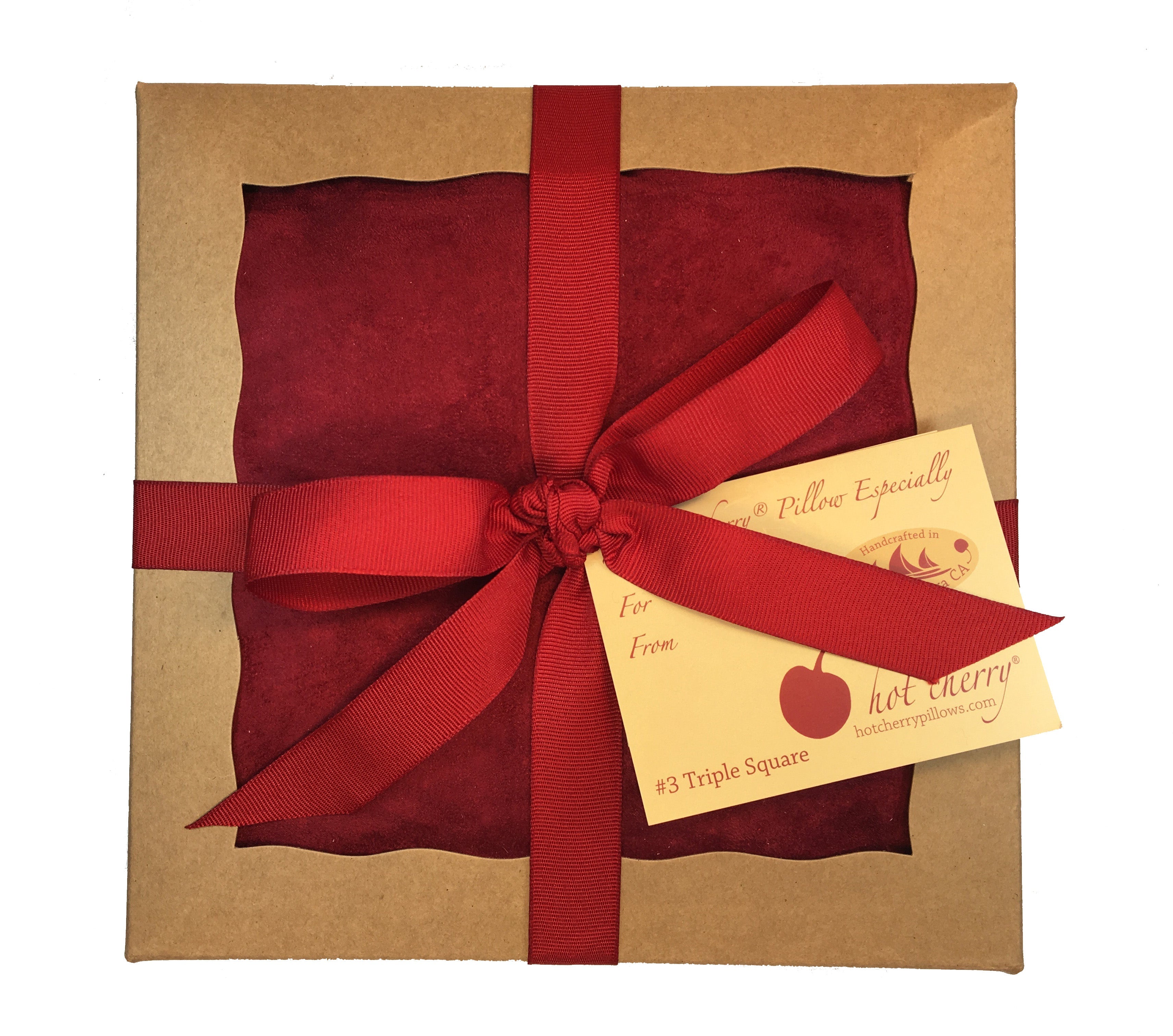 Hot Cherry Triple Square Pillow in Plush Red Ultra-Suede-0