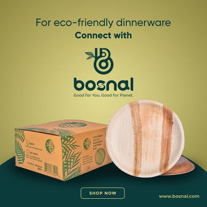 Bosnal - Palm Leaf Biodegradable Plates, 10 inch, Round, 25 Pcs-2