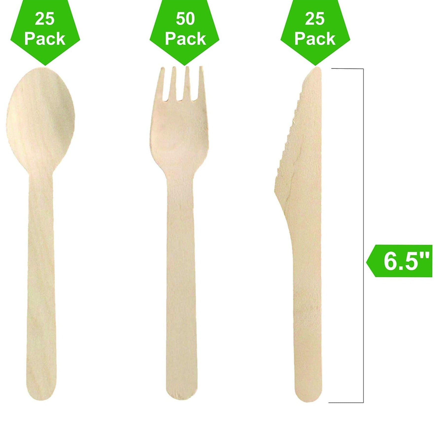 Bosnal – Wooden Disposable Cutlery Set, 6.5 inch, 100 Pcs-4