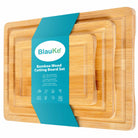 Wooden Cutting Boards for Kitchen with Juice Groove and Handles - Bamboo Chopping Boards Set of 3 - Wood Serving Trays-0