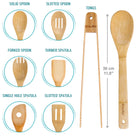 Wooden Spoons for Cooking 7-Pack - Bamboo Kitchen Utensils Set for Nonstick Cookware-2