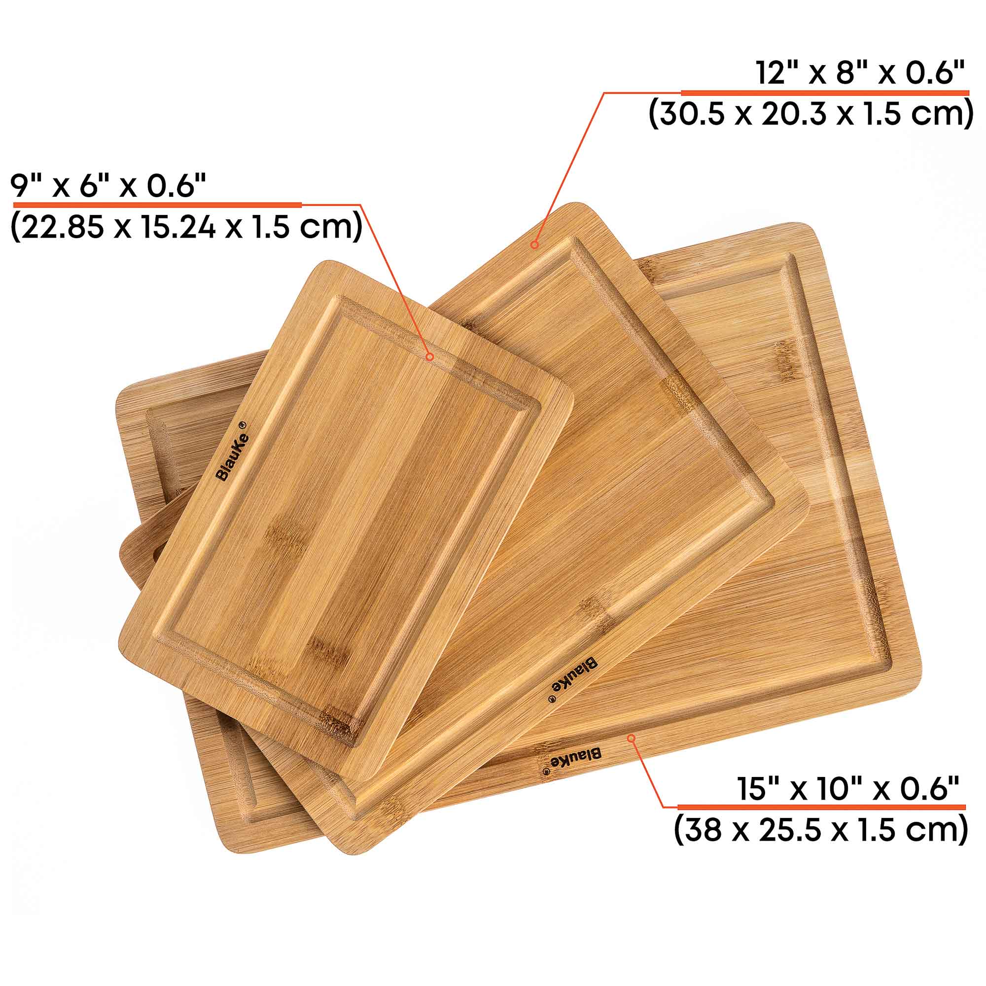 Wooden Cutting Boards for Kitchen with Juice Groove and Handles - Bamboo Chopping Boards Set of 3 - Wood Serving Trays-2