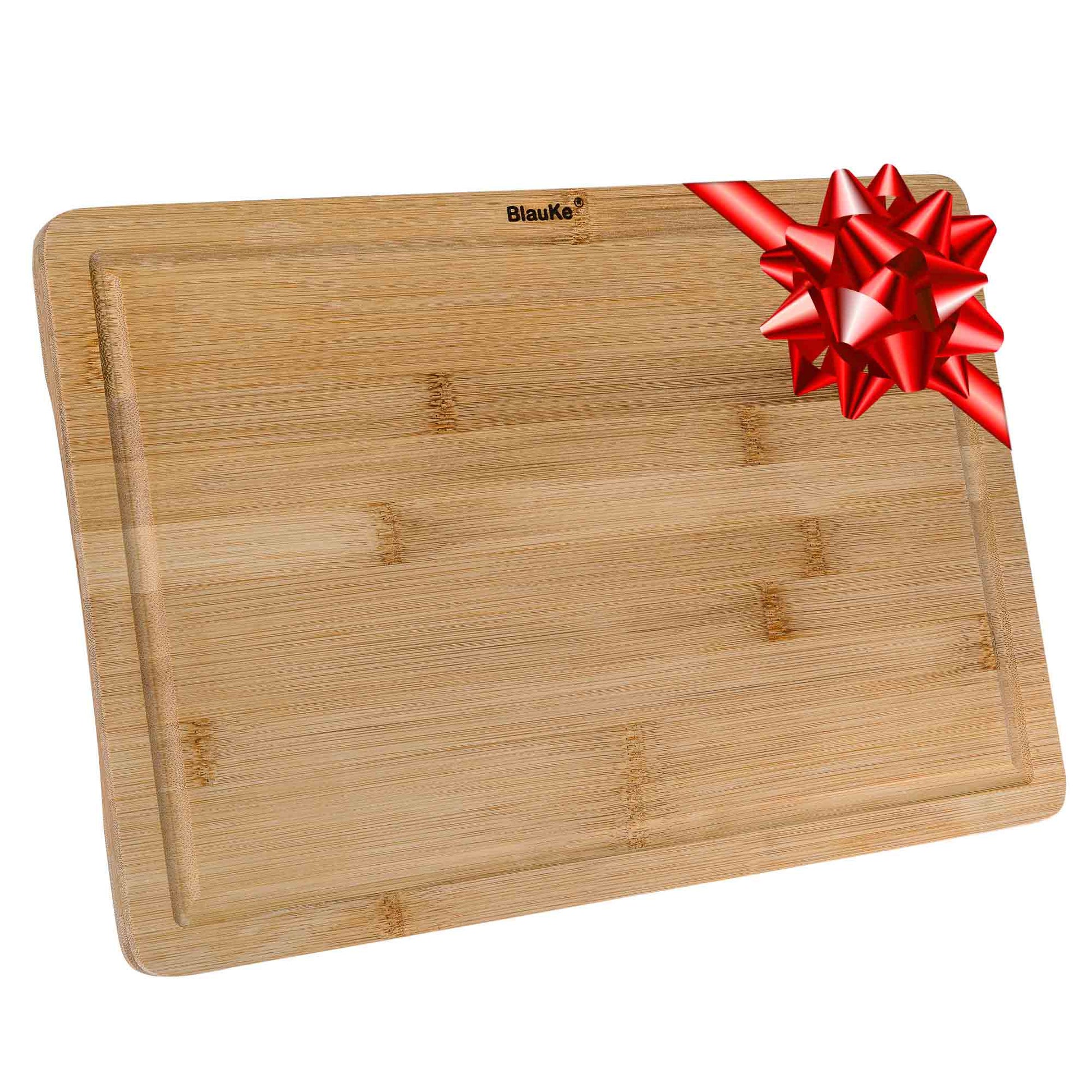 Wood Cutting Board for Kitchen 15x10 inch - Wooden Serving Tray - Large Bamboo Chopping Board with Juice Groove and Handles-0