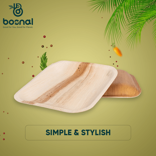 Bosnal - Palm Leaf Biodegradable Plates, 10 inch, Square, 25 Pcs-4