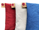 Summer Stack ––3 Square Denim Pillows –– Red, Blue & Natural-2