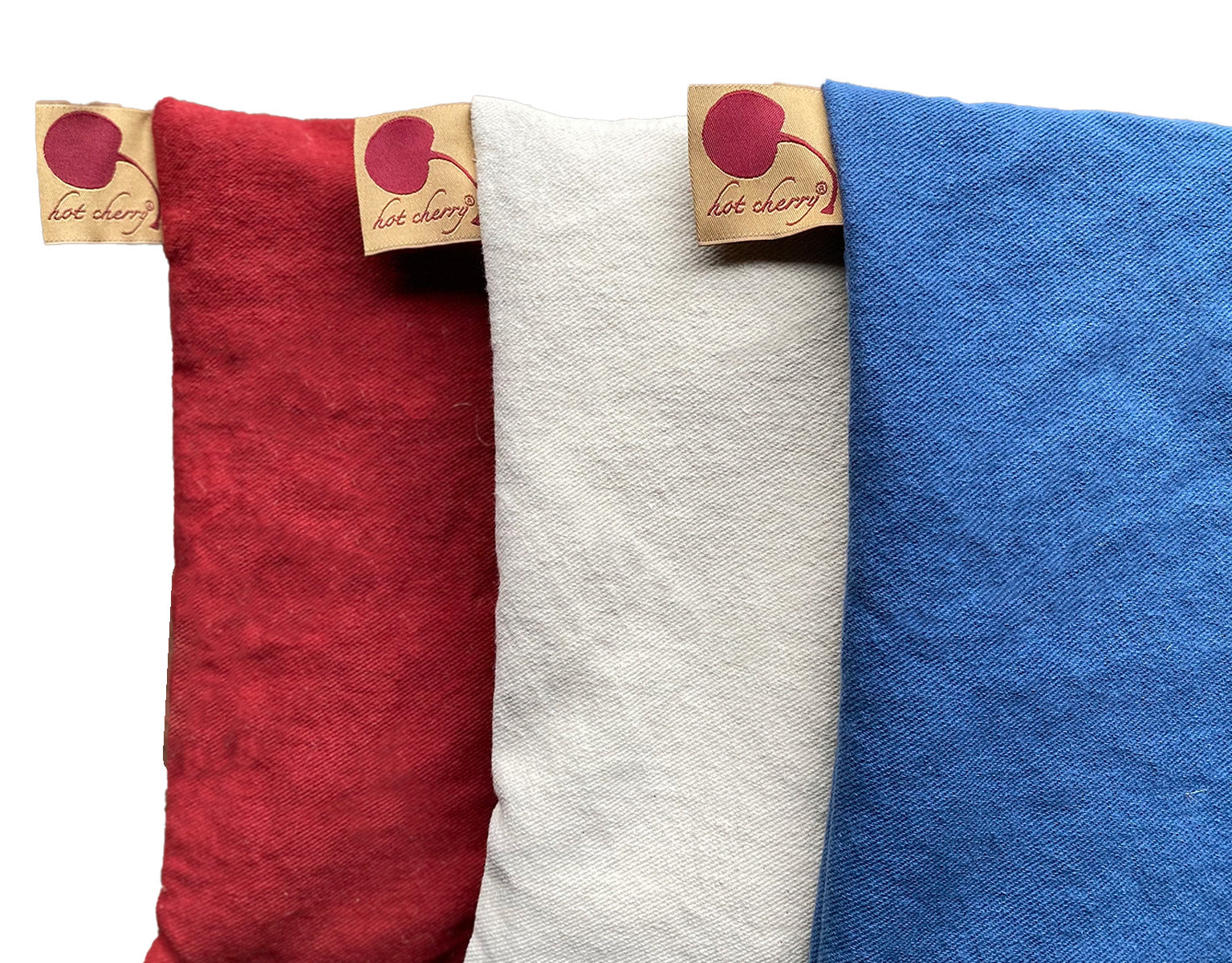 Summer Stack ––3 Square Denim Pillows –– Red, Blue & Natural-2