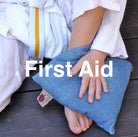 Summer Stack ––3 Square Denim Pillows –– Red, Blue & Natural-3