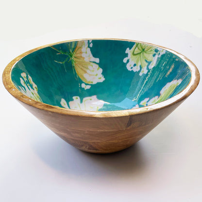 Serving Bowl:  Queen Anne's Lace on Teal