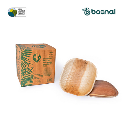 Bosnal - Palm Leaf Biodegradable Plates, 4 inch, Square, 25 Pcs-0