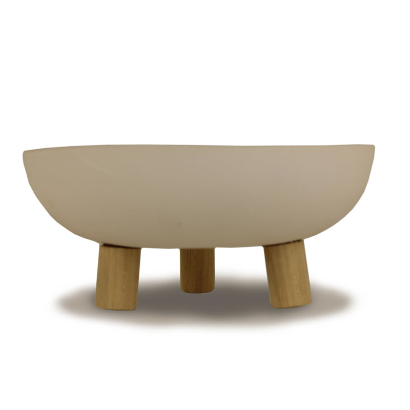 FOOTED BOWL - HANDMADE WITH WOODEN LEGS - 17CM