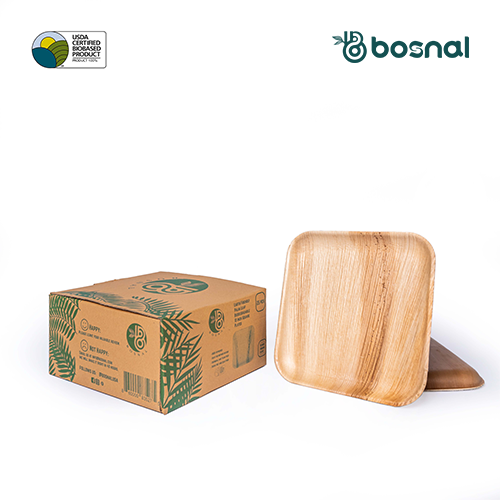 Bosnal - Palm Leaf Biodegradable Plates, 10 inch, Square, 25 Pcs-0